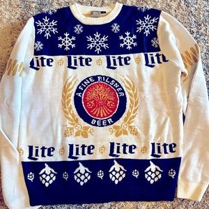 Miller Lite Holiday Ugly Sweater Size Large